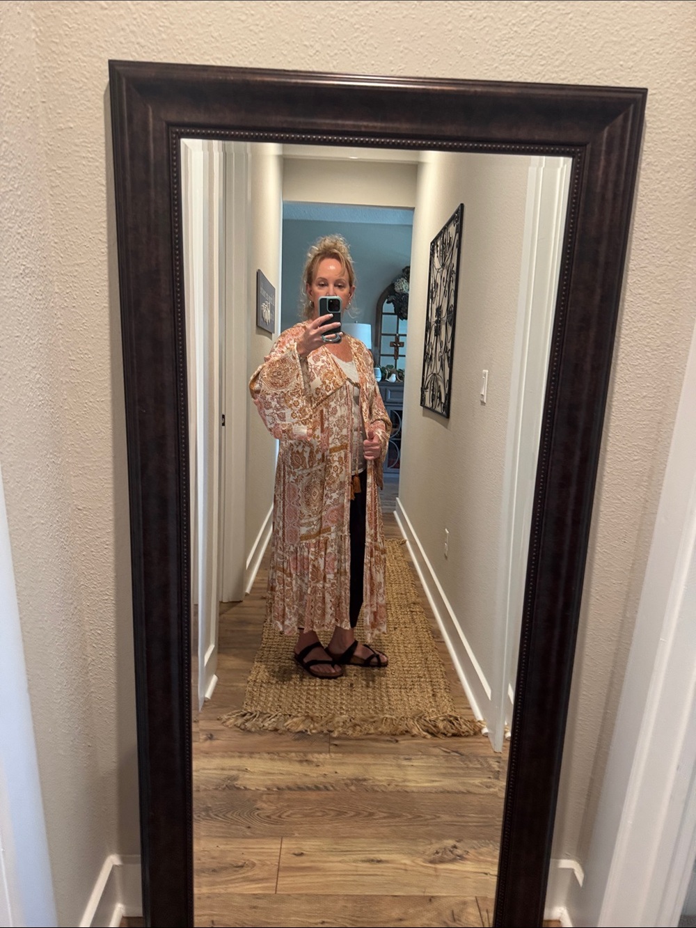 Dress Forum Boho Cardigan in Cream and Rust Pink Paisley